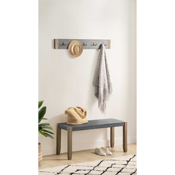 Alaterre Furniture Newport 40" Coat Hook and Faux Concrete Bench Set ANNP032471 - main
